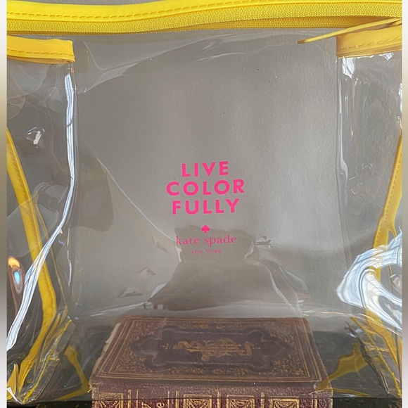 ♥️💖 NWOT Kate Spade Clear Bag for Cosmetics Stadium Festivals School Work Neon - Picture 3 of 4